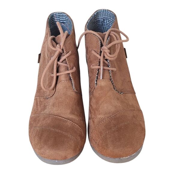 Bongo Josie Lace-Up Desert Wedge Ankle Boots Womans Booties 10M Vegan Suede Rust - Picture 8 of 14